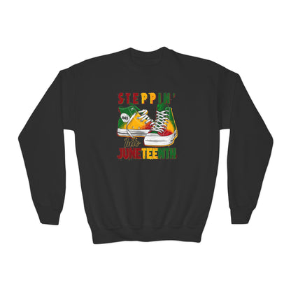 Steppin' Into Juneteenth (Youth Unisex Crewneck Sweatshirt)