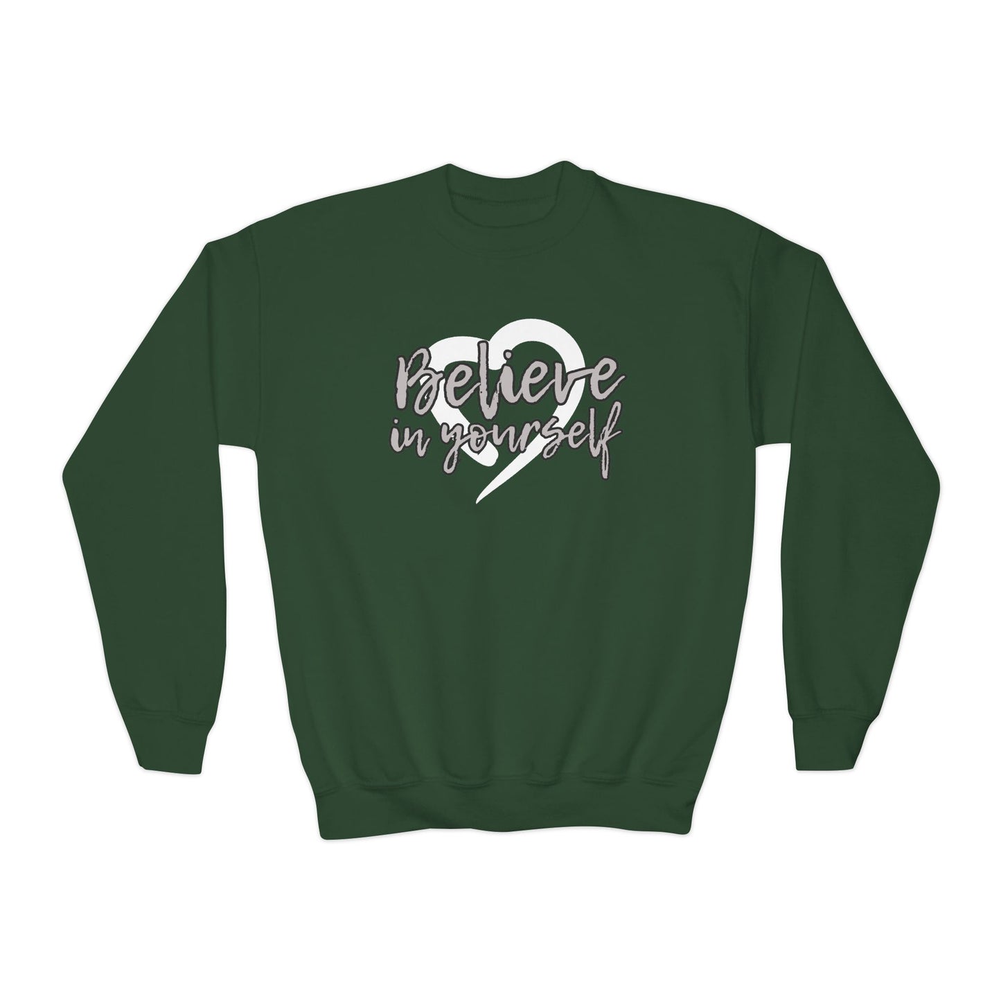 Believe In Yourself -- Gray (Youth Unisex Crewneck Sweatshirt)
