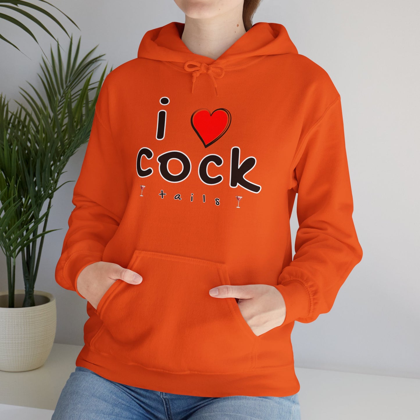 I Love Cocktails -- Playful Font (Adult Unisex Hooded Sweatshirt)