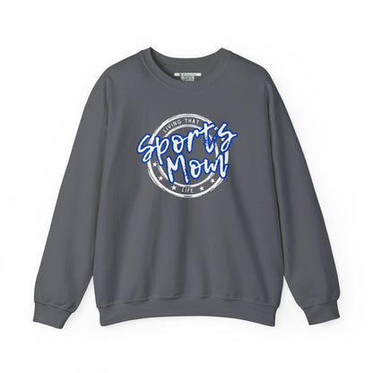 Sports Mom -- Blue Font (Adult Unisex Crewneck Sweatshirt)