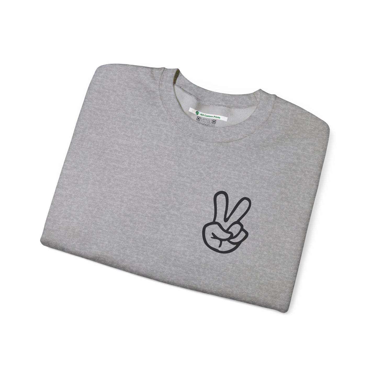 Peace Sign [Sleeve Message] (Adult Unisex Crewneck Sweatshirt)