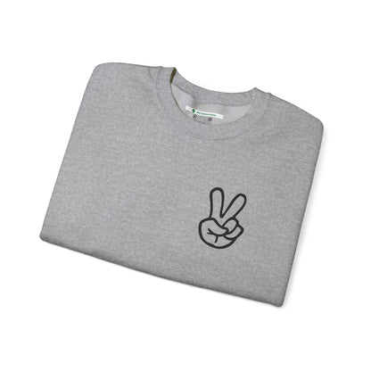 Peace Sign [Sleeve Message] (Adult Unisex Crewneck Sweatshirt)