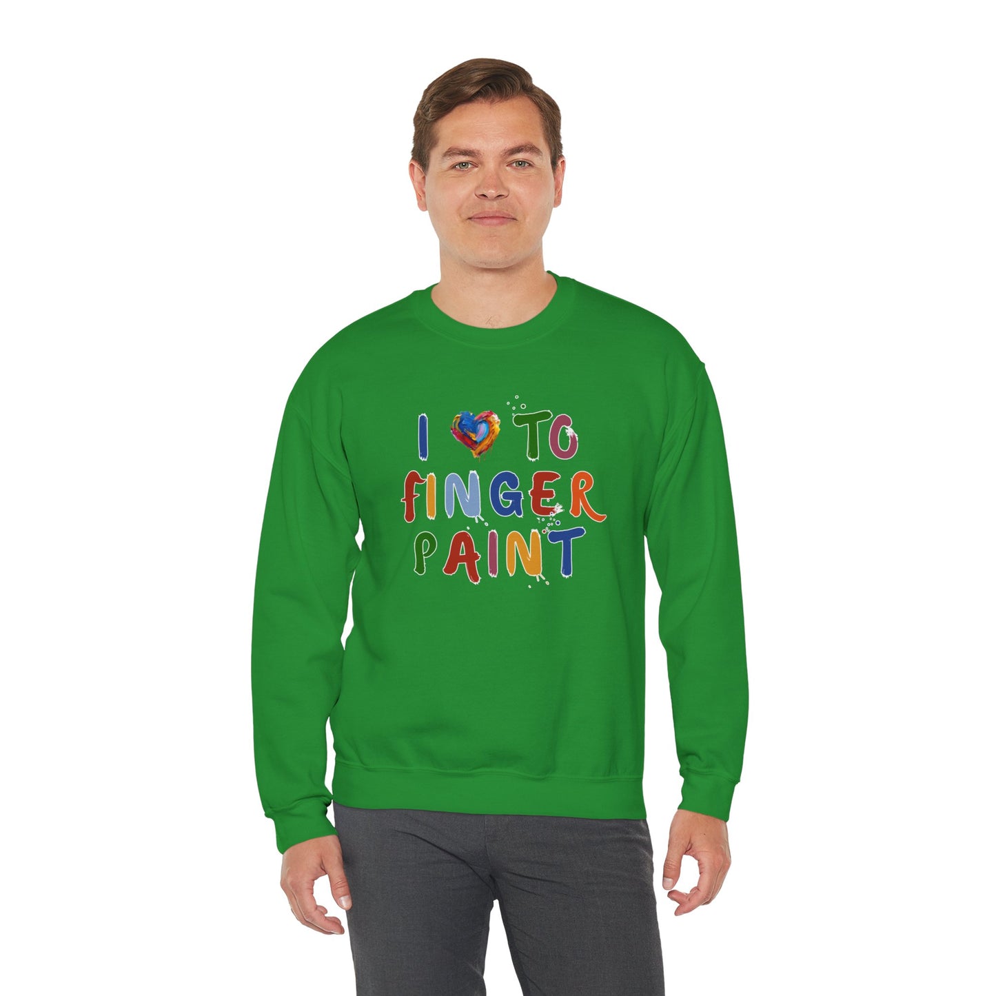 Matching Couple's Set -- I Love to Fingerpaint (Adult Unisex Crewneck Sweatshirt)