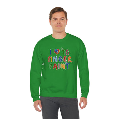 Matching Couple's Set -- I Love to Fingerpaint (Adult Unisex Crewneck Sweatshirt)
