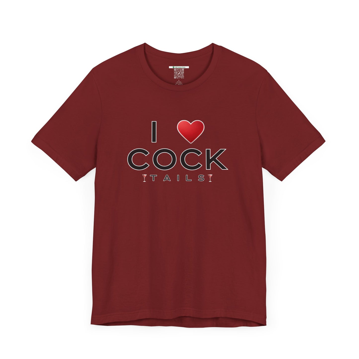 I Love Cocktails -- Simple Font (Adult Unisex Tee)