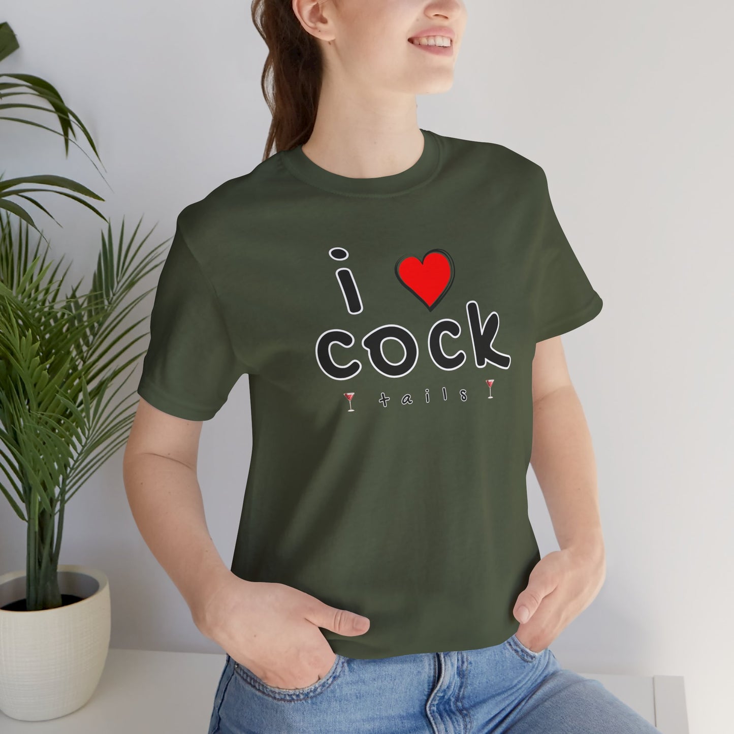 I Love Cocktails -- Playful Font (Adult Unisex Tee)