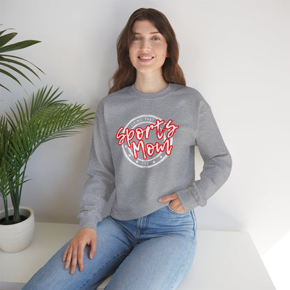 Sports Mom -- Red Font (Adult Unisex Crewneck Sweatshirt)