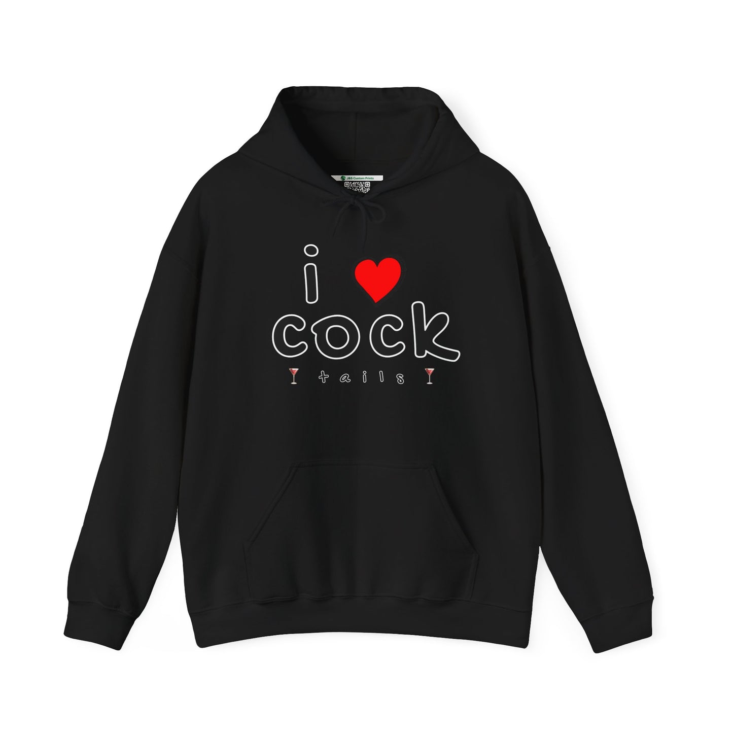 I Love Cocktails -- Playful Font (Adult Unisex Hooded Sweatshirt)