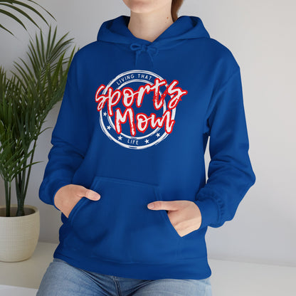 Sports Mom -- Red Font (Adult Unisex Hooded Sweatshirt)