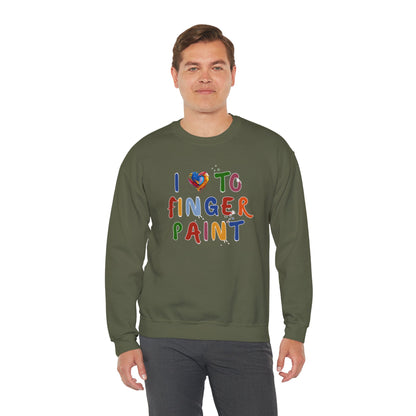 Matching Couple's Set -- I Love to Fingerpaint (Adult Unisex Crewneck Sweatshirt)