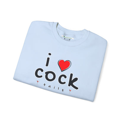 I Love Cocktails -- Playful Font (Adult Unisex Crewneck Sweatshirt)