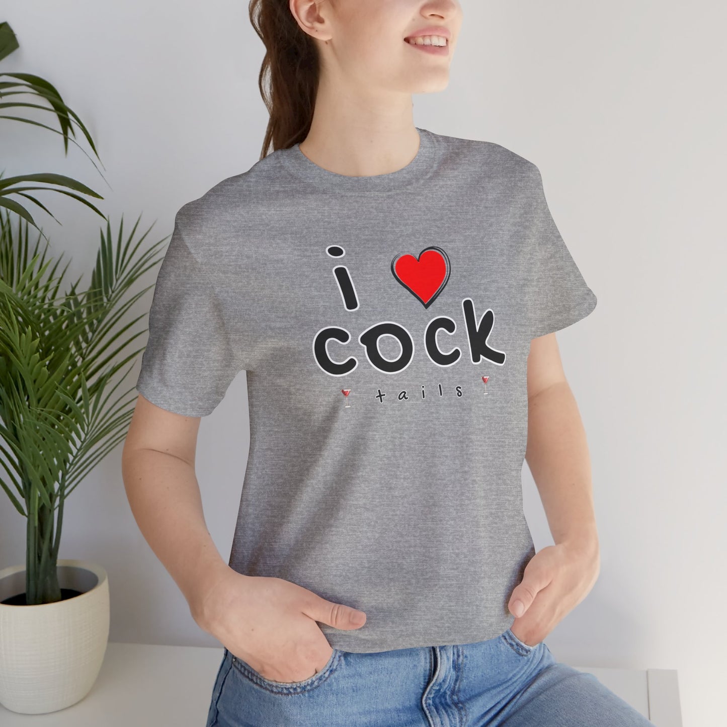 I Love Cocktails -- Playful Font (Adult Unisex Tee)