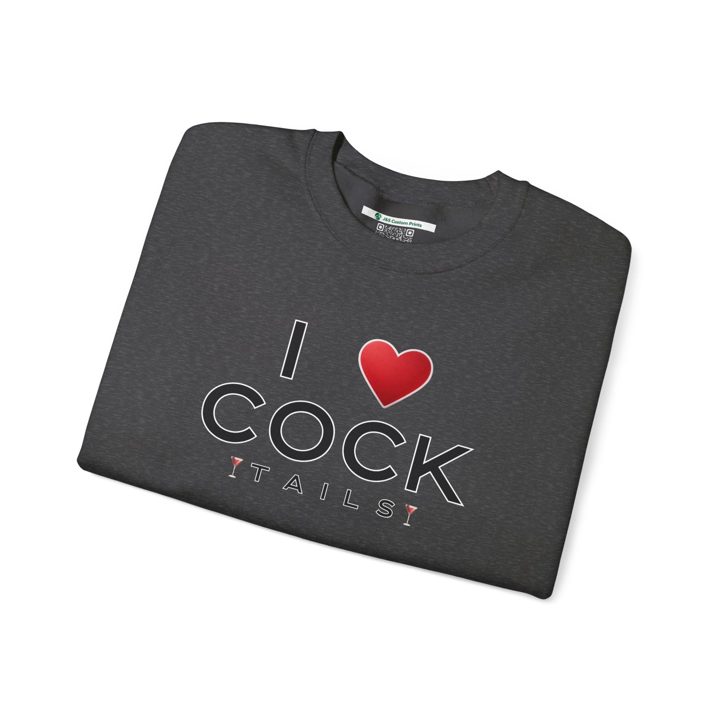 I Love Cocktails -- Simple Font (Adult Unisex Crewneck Sweatshirt)