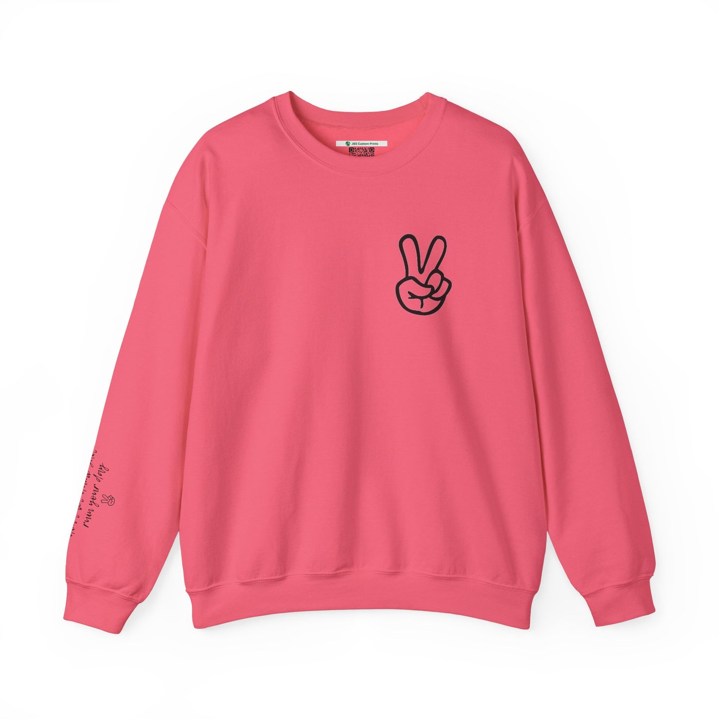 Peace Sign [Sleeve Message] (Adult Unisex Crewneck Sweatshirt)
