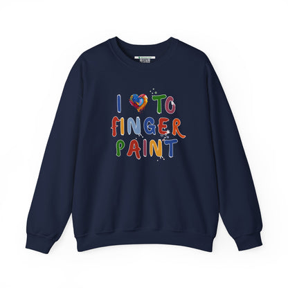 Matching Couple's Set -- I Love to Fingerpaint (Adult Unisex Crewneck Sweatshirt)