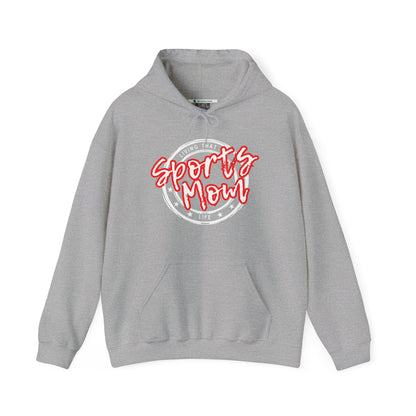 Sports Mom -- Red Font (Adult Unisex Hooded Sweatshirt)