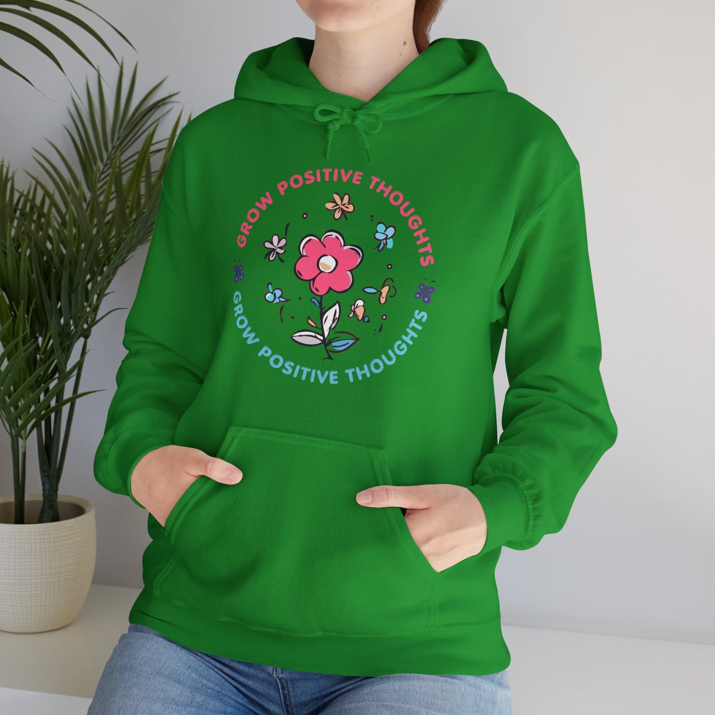 Grow Positive Thoughts (Adult Unisex Hooded Sweatshirt)