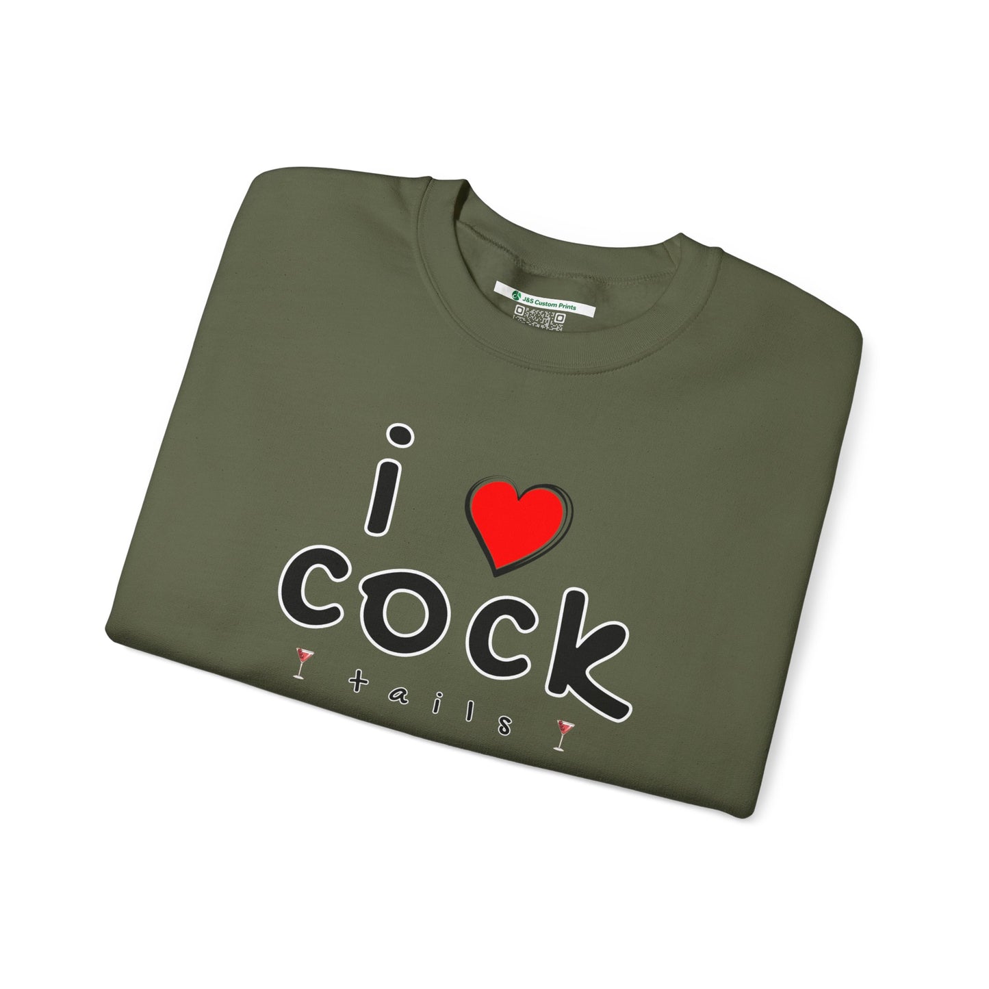 I Love Cocktails -- Playful Font (Adult Unisex Crewneck Sweatshirt)