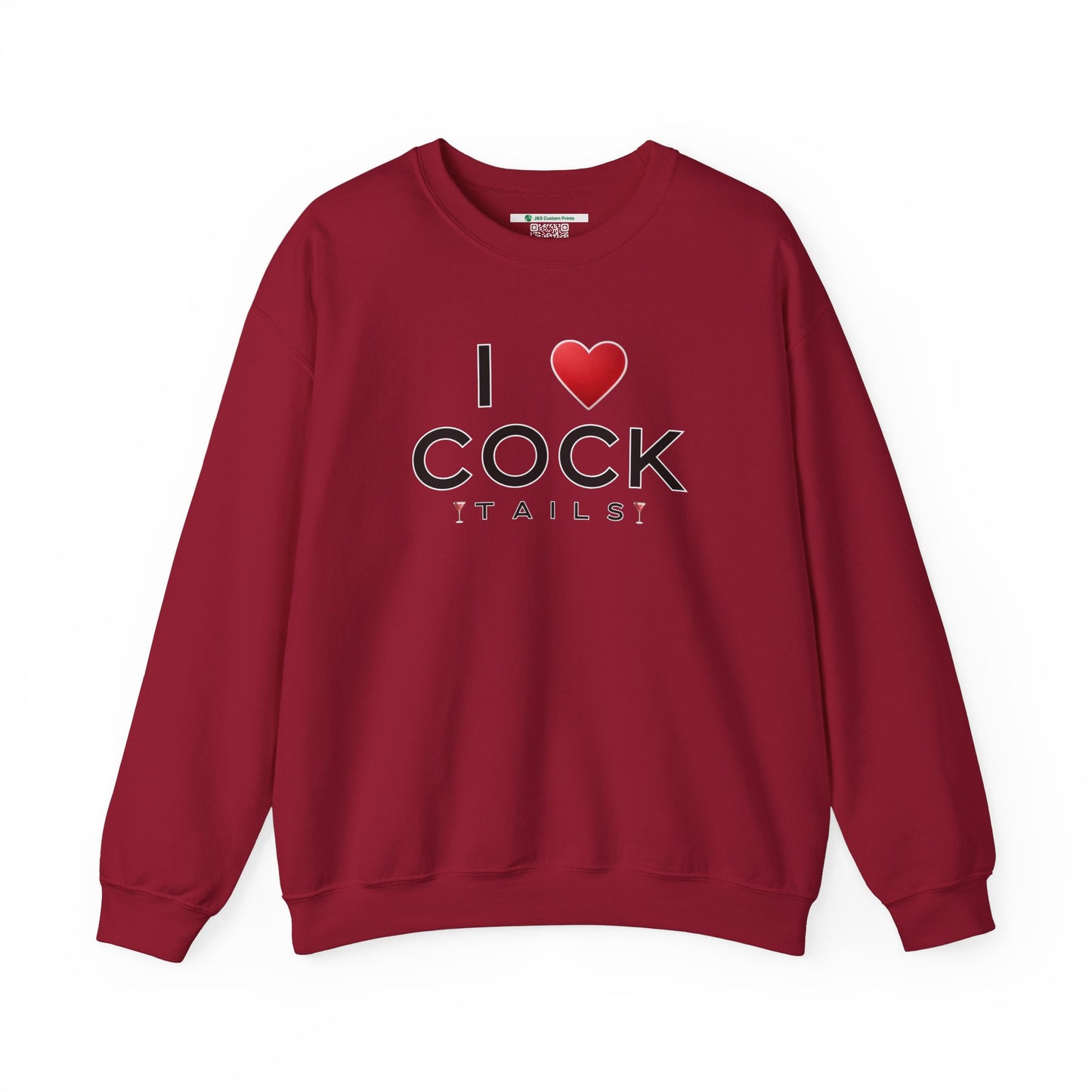 I Love Cocktails -- Simple Font (Adult Unisex Crewneck Sweatshirt)