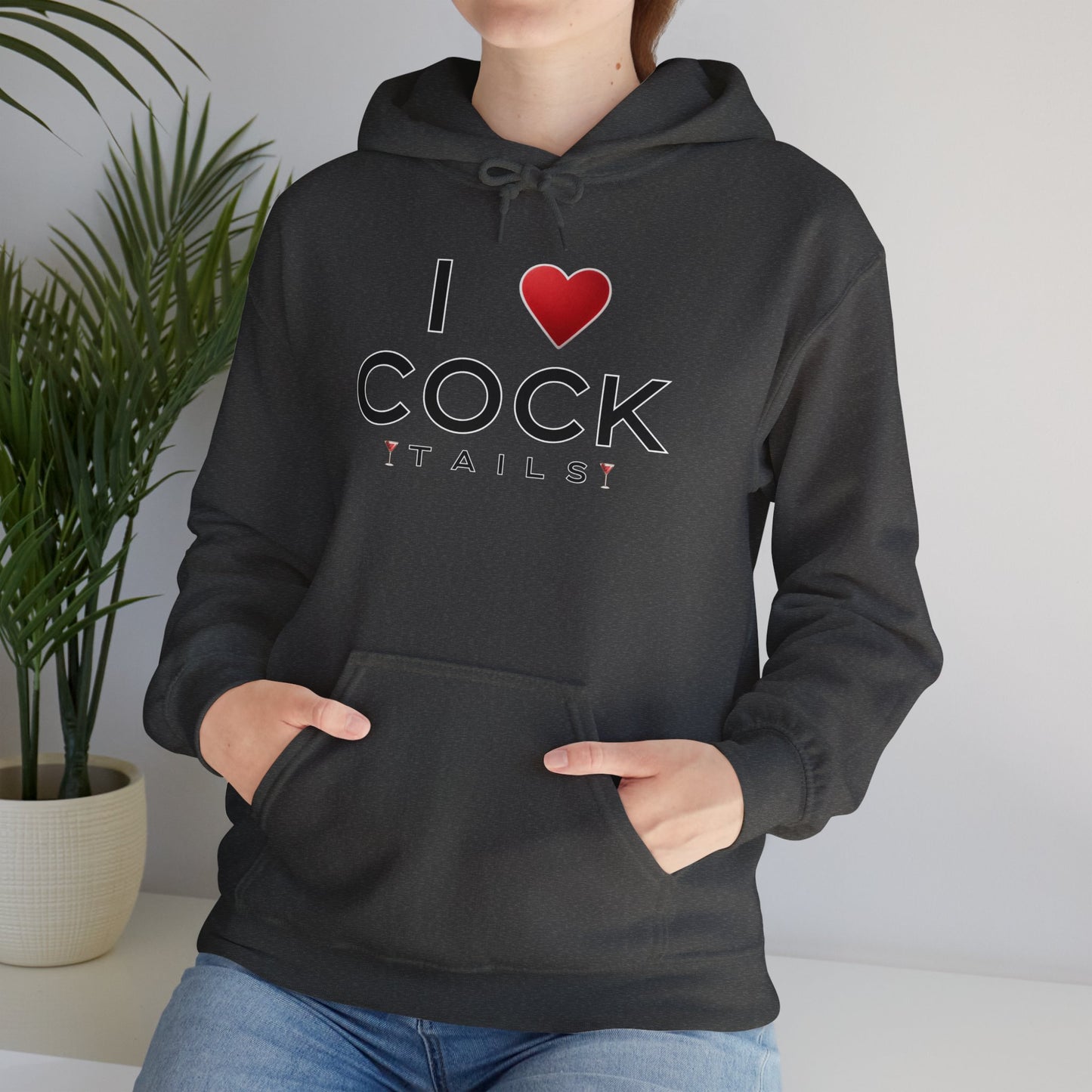 I Love Cocktails -- Simple Font (Adult Unisex Hooded Sweatshirt)