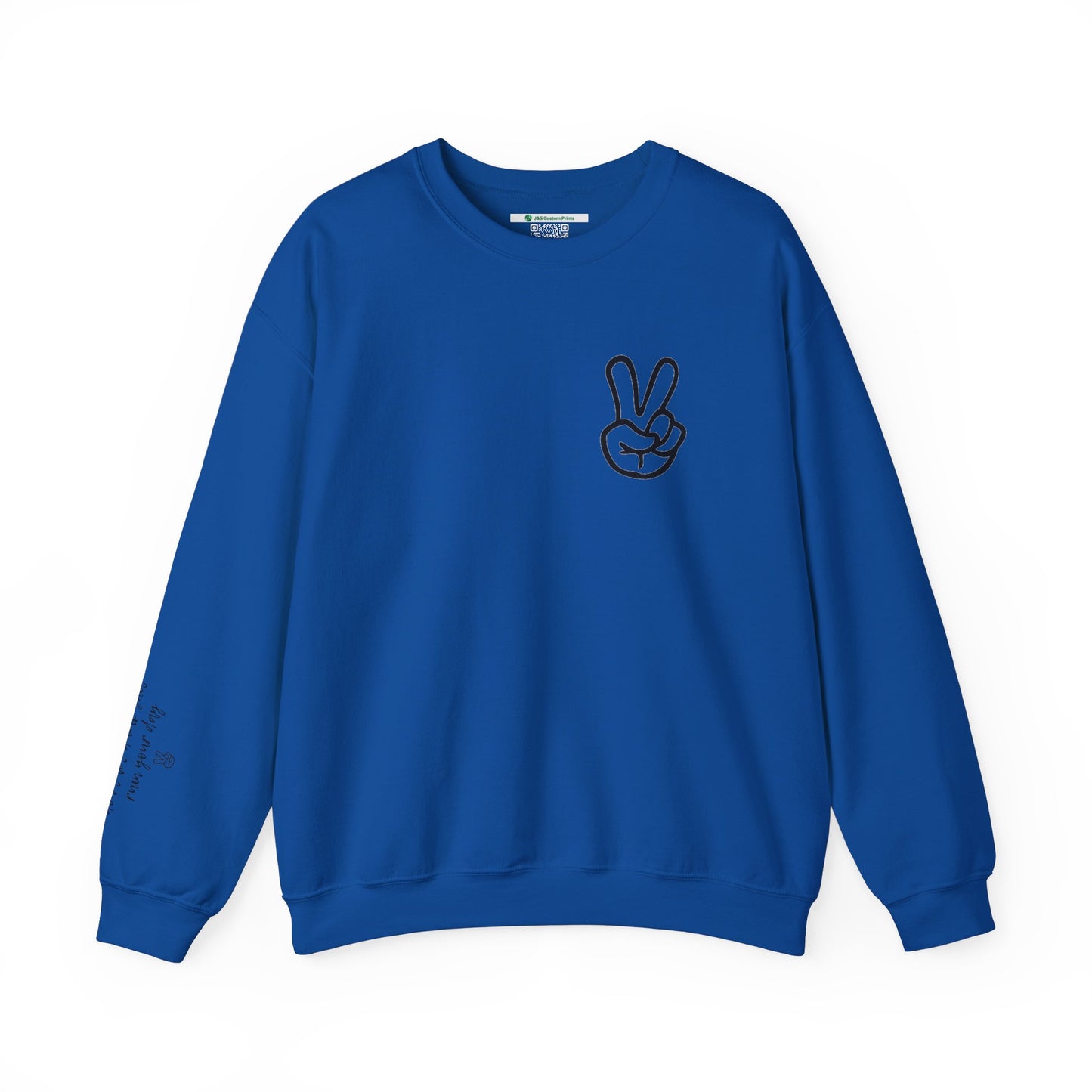 Peace Sign [Sleeve Message] (Adult Unisex Crewneck Sweatshirt)