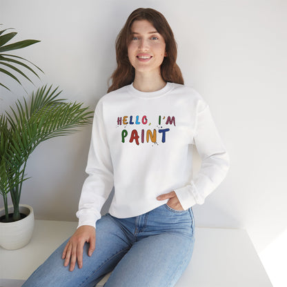 Matching Couple's Set -- Hello, I'm Paint (Adult Unisex Crewneck Sweatshirt)