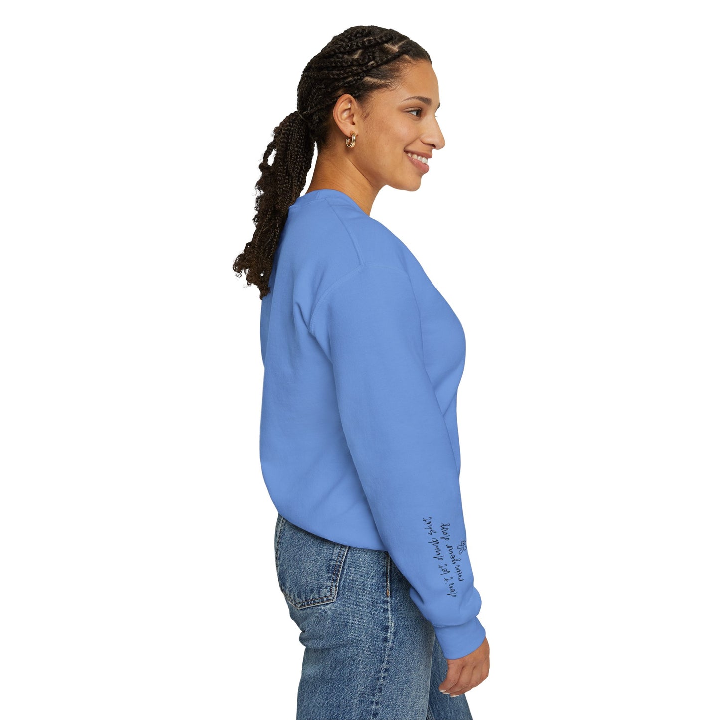 Peace Sign [Sleeve Message] (Adult Unisex Crewneck Sweatshirt)