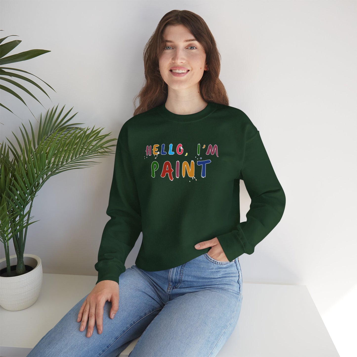 Matching Couple's Set -- Hello, I'm Paint (Adult Unisex Crewneck Sweatshirt)
