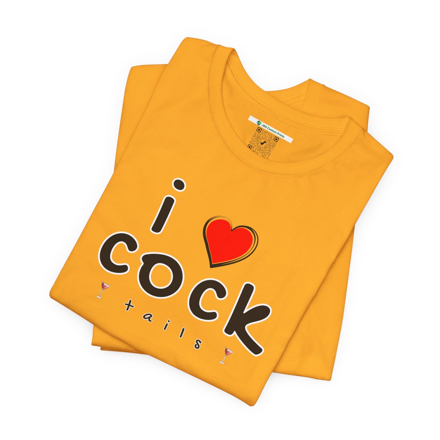 I Love Cocktails -- Playful Font (Adult Unisex Tee)