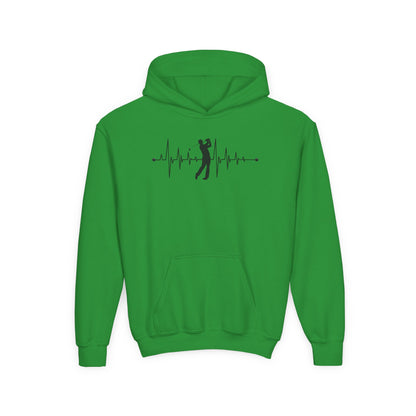 Golf Heartbeat (Youth Unisex Hooded Sweatshirt)