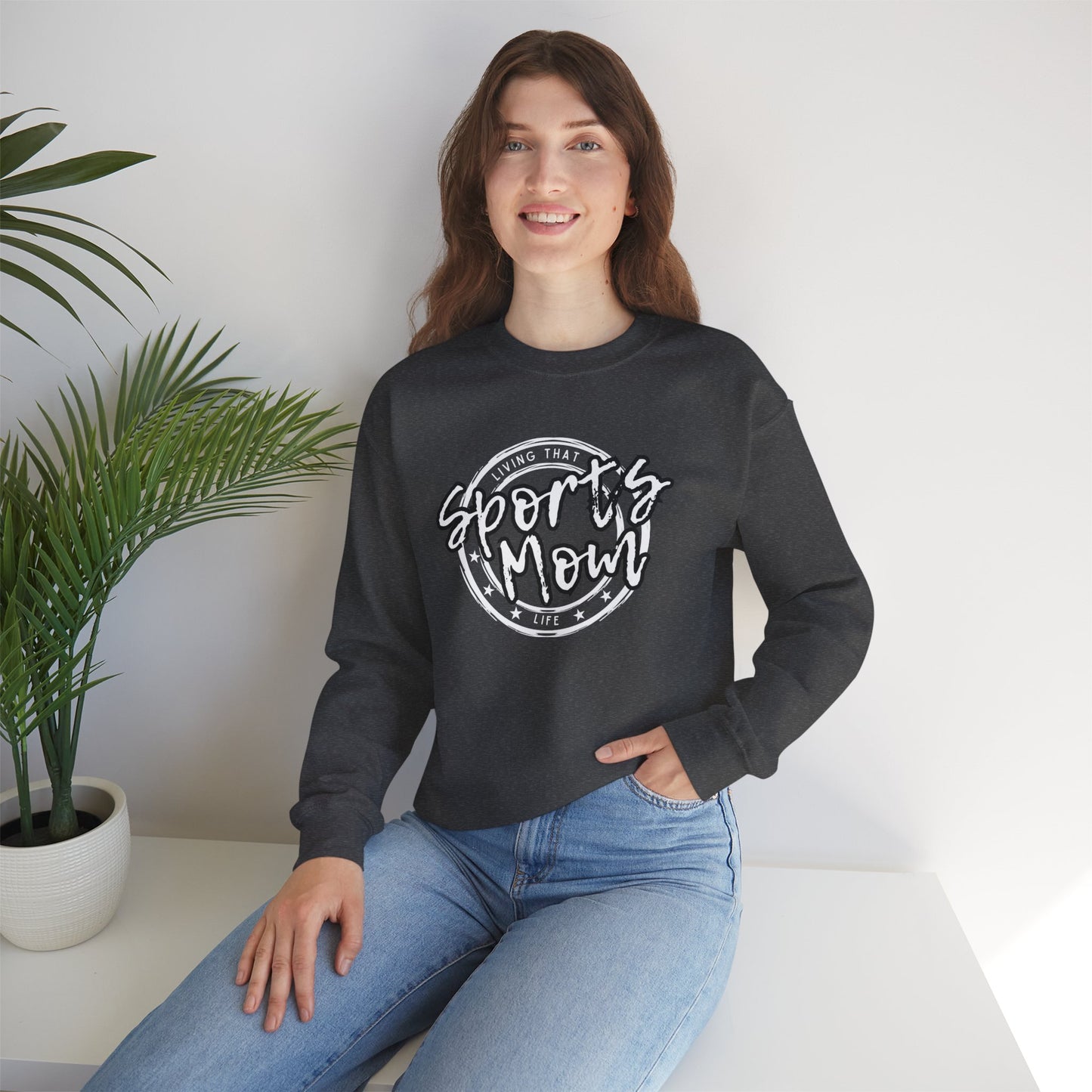 Sports Mom -- Black Font (Adult Unisex Crewneck Sweatshirt)