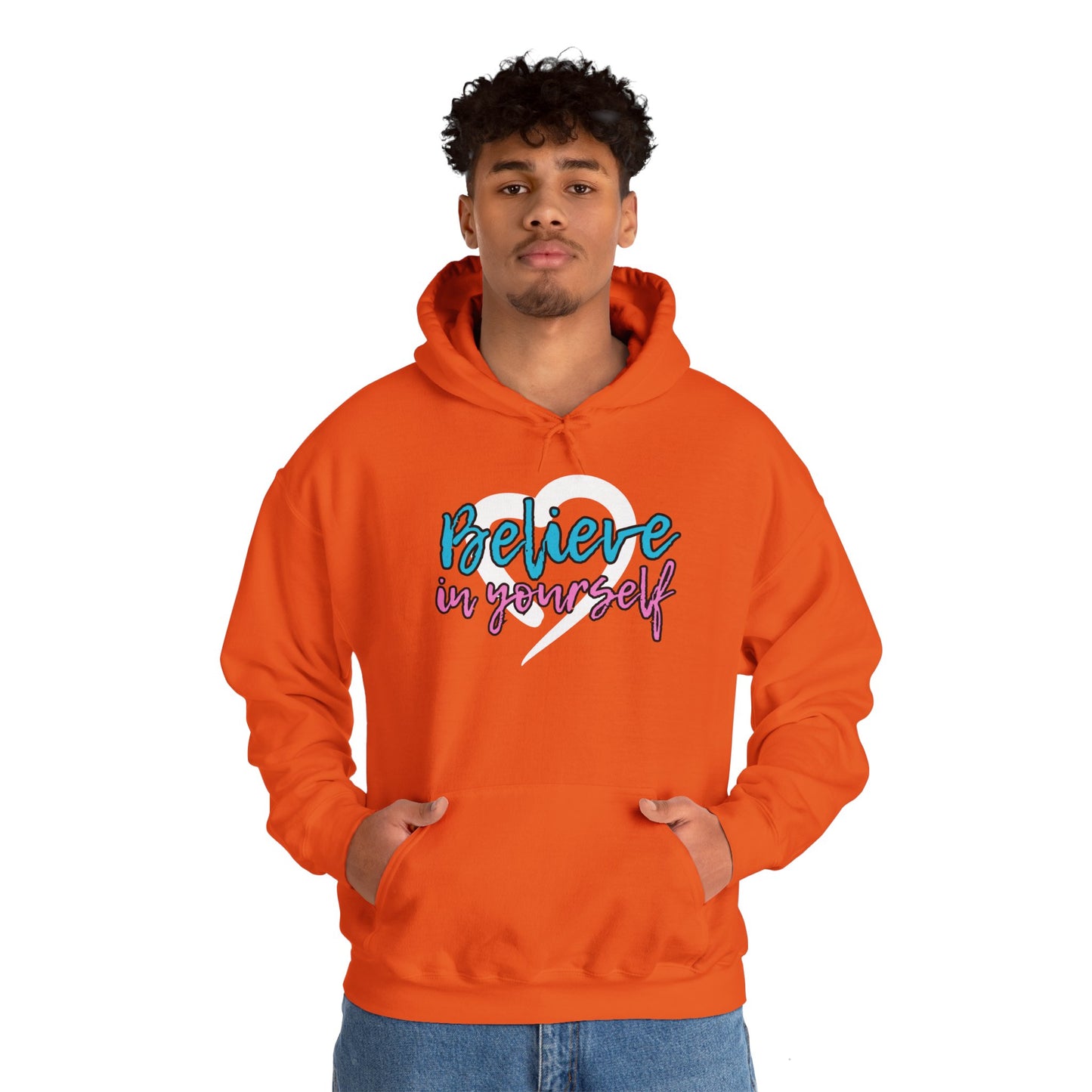 Believe In Yourself -- Blue/Pink (Adult Unisex Hooded Sweatshirt)