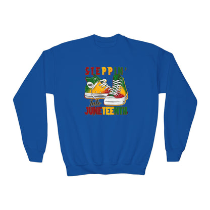 Steppin' Into Juneteenth (Youth Unisex Crewneck Sweatshirt)