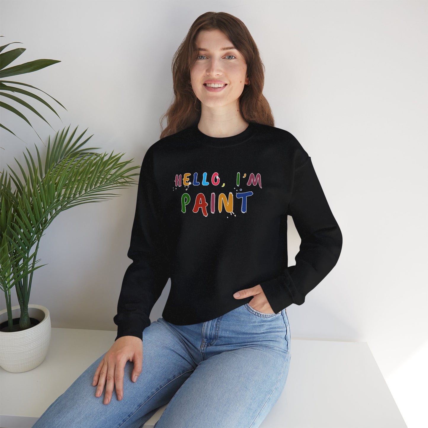Matching Couple's Set -- Hello, I'm Paint (Adult Unisex Crewneck Sweatshirt)
