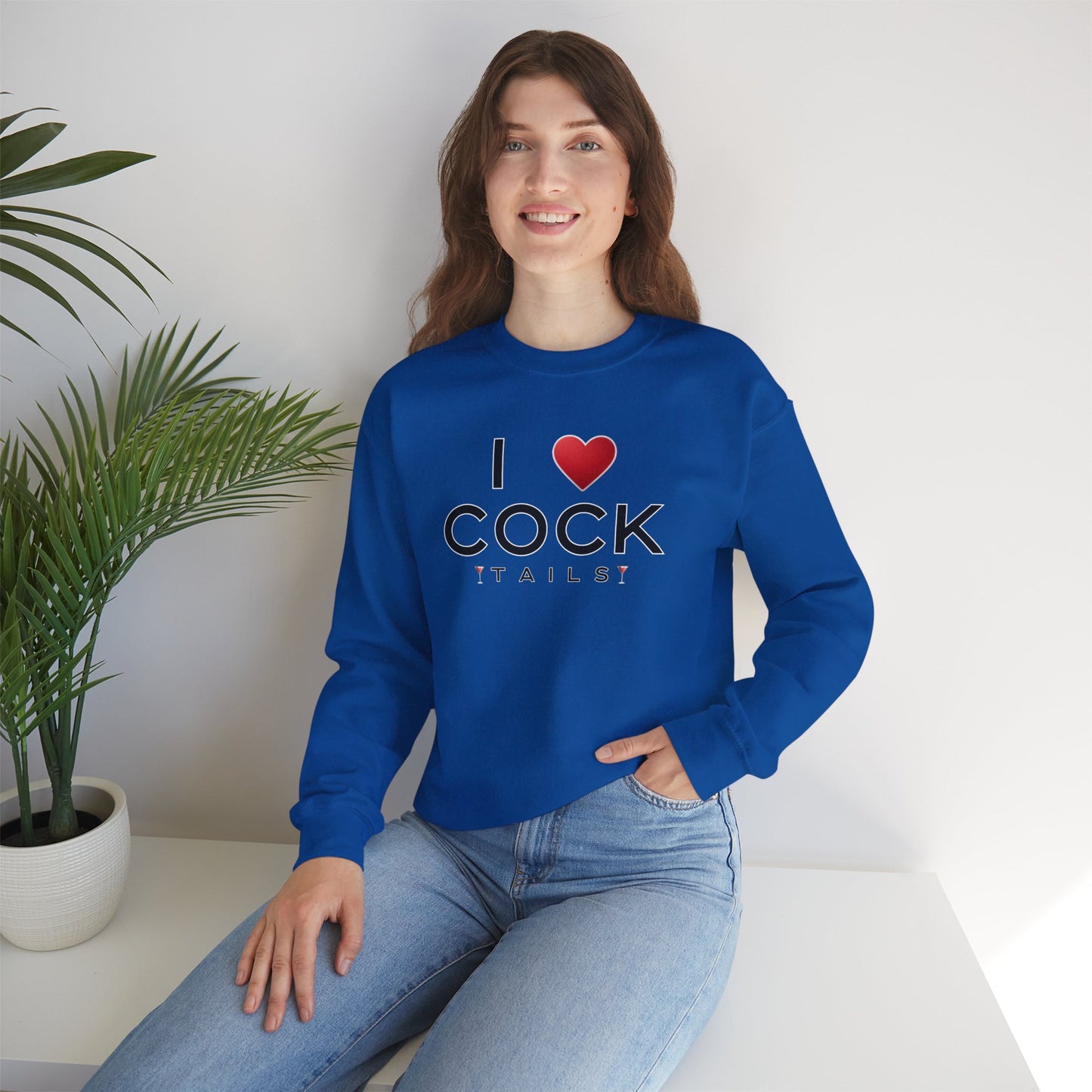 I Love Cocktails -- Simple Font (Adult Unisex Crewneck Sweatshirt)