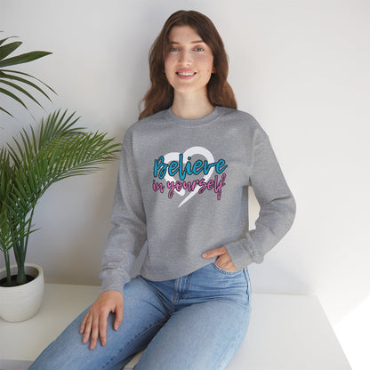 Believe In Yourself -- Blue/Pink (Adult Unisex Crewneck Sweatshirt)