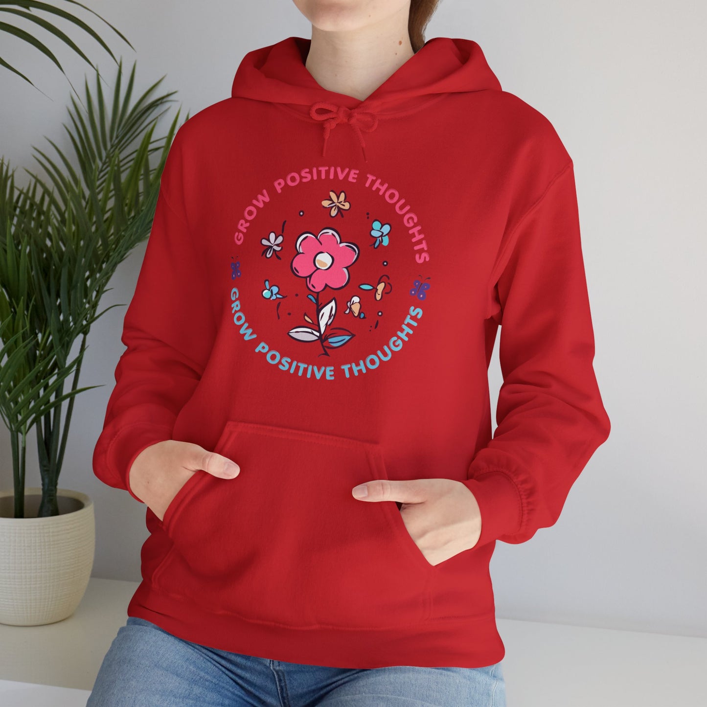 Grow Positive Thoughts (Adult Unisex Hooded Sweatshirt)