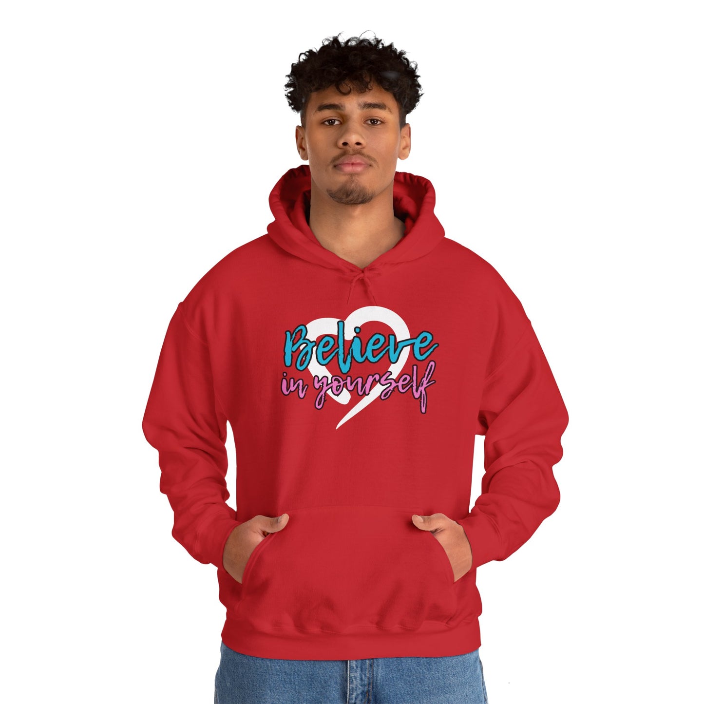 Believe In Yourself -- Blue/Pink (Adult Unisex Hooded Sweatshirt)