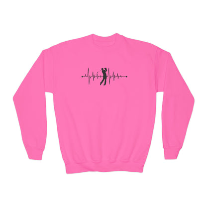 Golf Heartbeat (Youth Unisex Crewneck Sweatshirt)
