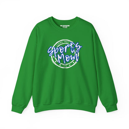 Sports Mom -- Blue Font (Adult Unisex Crewneck Sweatshirt)