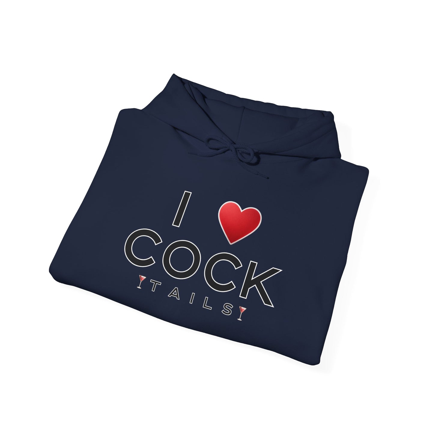 I Love Cocktails -- Simple Font (Adult Unisex Hooded Sweatshirt)