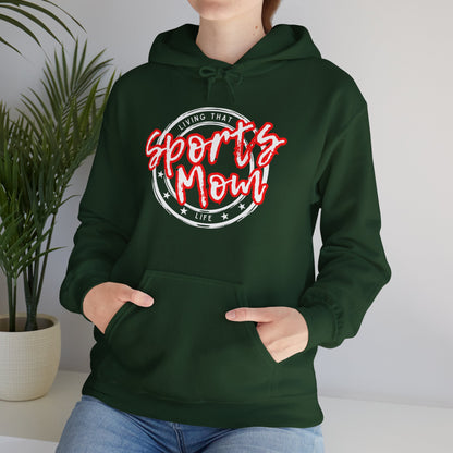 Sports Mom -- Red Font (Adult Unisex Hooded Sweatshirt)