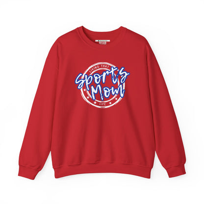 Sports Mom -- Blue Font (Adult Unisex Crewneck Sweatshirt)