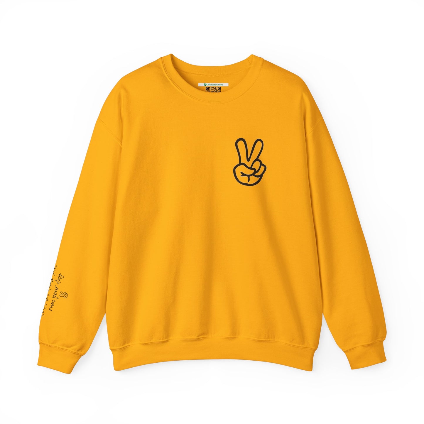 Peace Sign [Sleeve Message] (Adult Unisex Crewneck Sweatshirt)