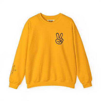 Peace Sign [Sleeve Message] (Adult Unisex Crewneck Sweatshirt)