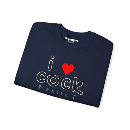 I Love Cocktails -- Playful Font (Adult Unisex Crewneck Sweatshirt)
