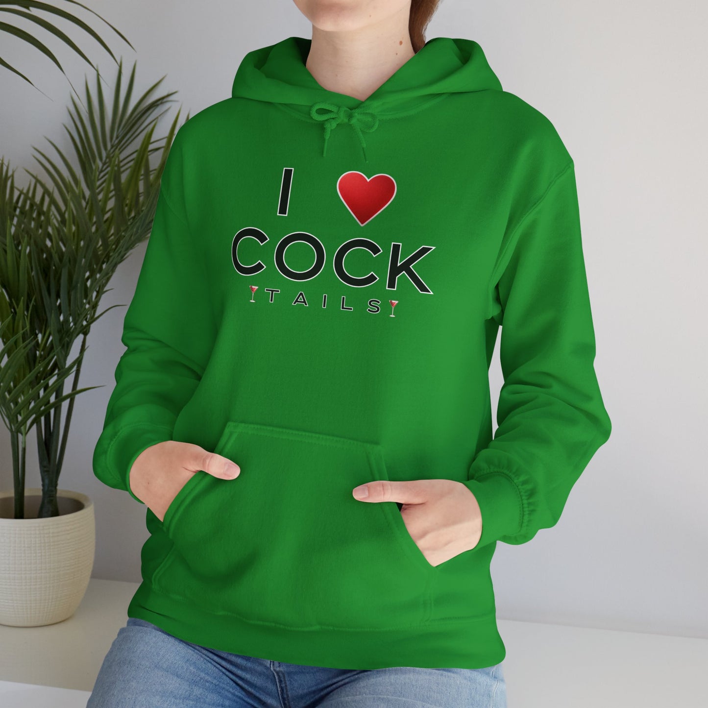 I Love Cocktails -- Simple Font (Adult Unisex Hooded Sweatshirt)