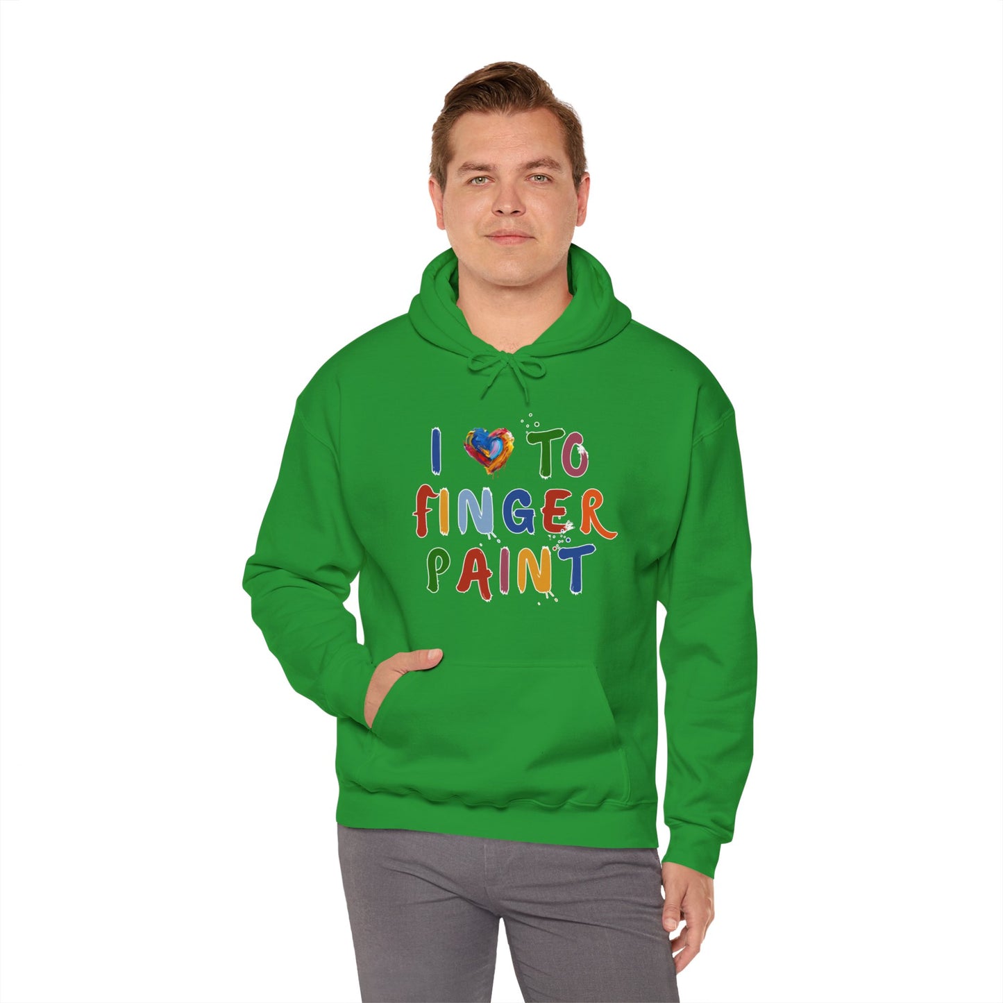 Matching Couple's Set -- I Love to Fingerpaint (Adult Unisex Hooded Sweatshirt)