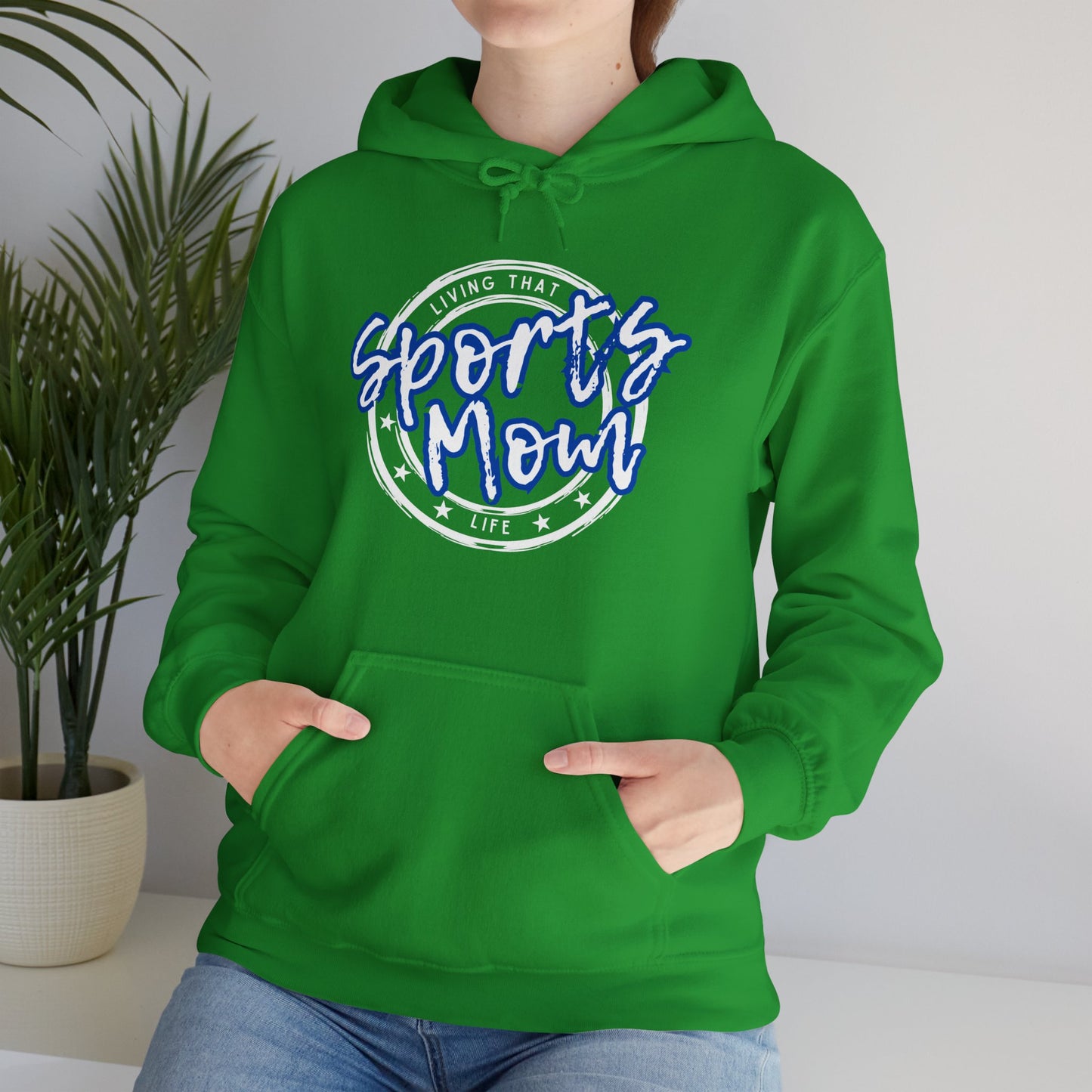 Sports Mom -- Blue Font (Adult Unisex Hooded Sweatshirt)