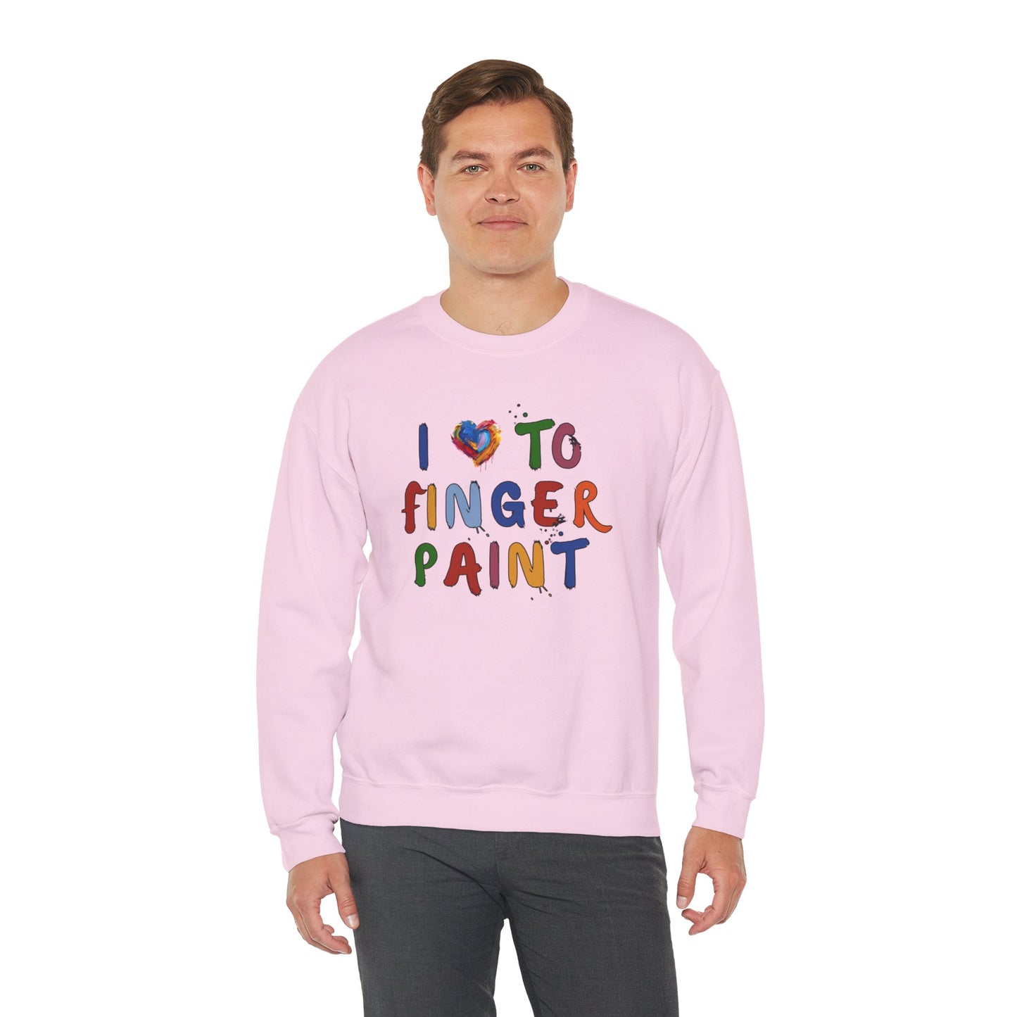 Matching Couple's Set -- I Love to Fingerpaint (Adult Unisex Crewneck Sweatshirt)